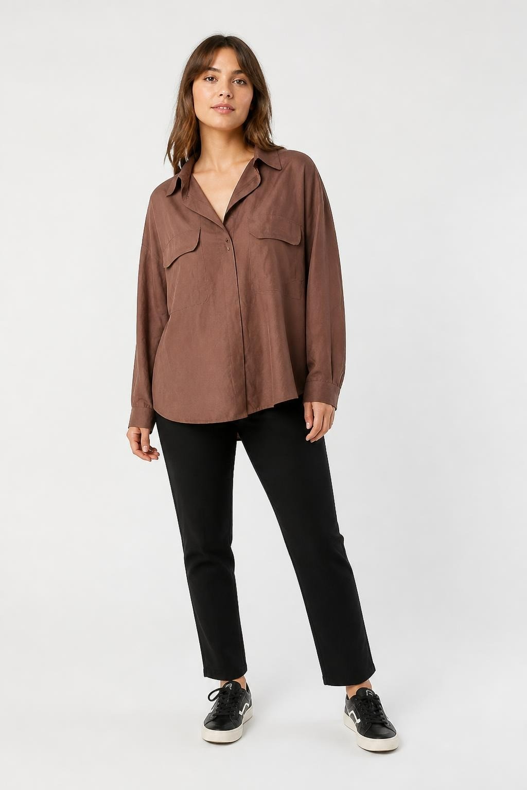 Mauve Brown Mini Skirt with Front Pockets - pre-loved at Why Go Less, Lebanon