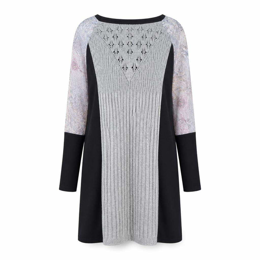 Grey Black Mixed Knit Long Sweater Dress - pre-loved at Why Go Less, Lebanon