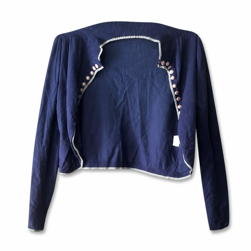 Navy Blue Knit Sweater with Pearl/stud Trim Detail - pre-loved at Why Go Less, Lebanon