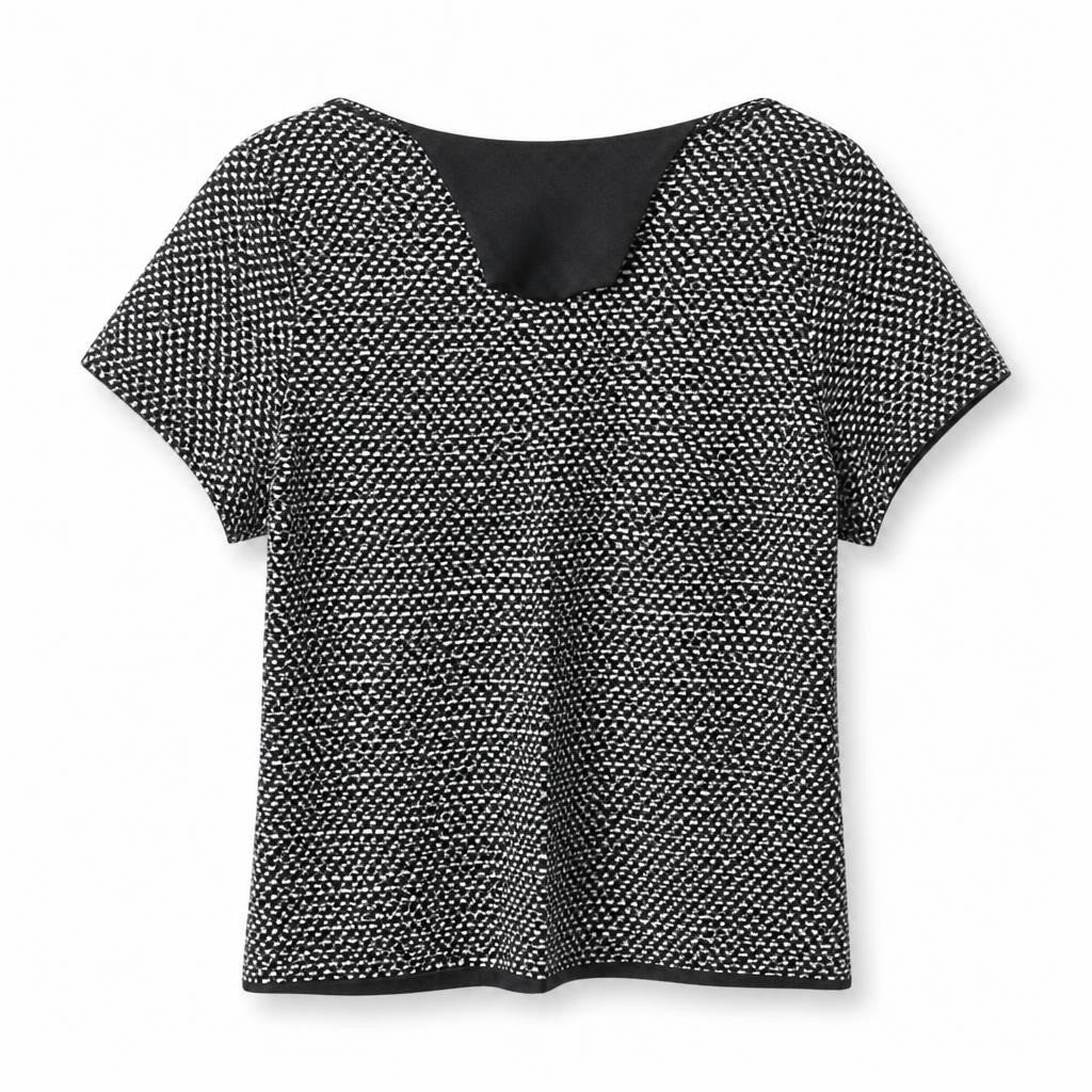 Black & White Houndstooth Short-sleeve Knit Top - pre-loved at Why Go Less, Lebanon