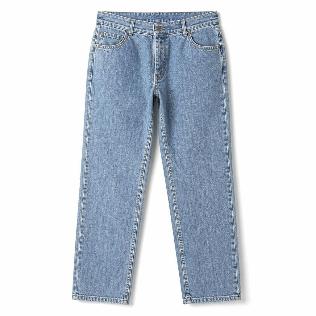 Light Wash Straight Leg Denim Jeans, Unknown Size - pre-loved at Why Go Less, Lebanon