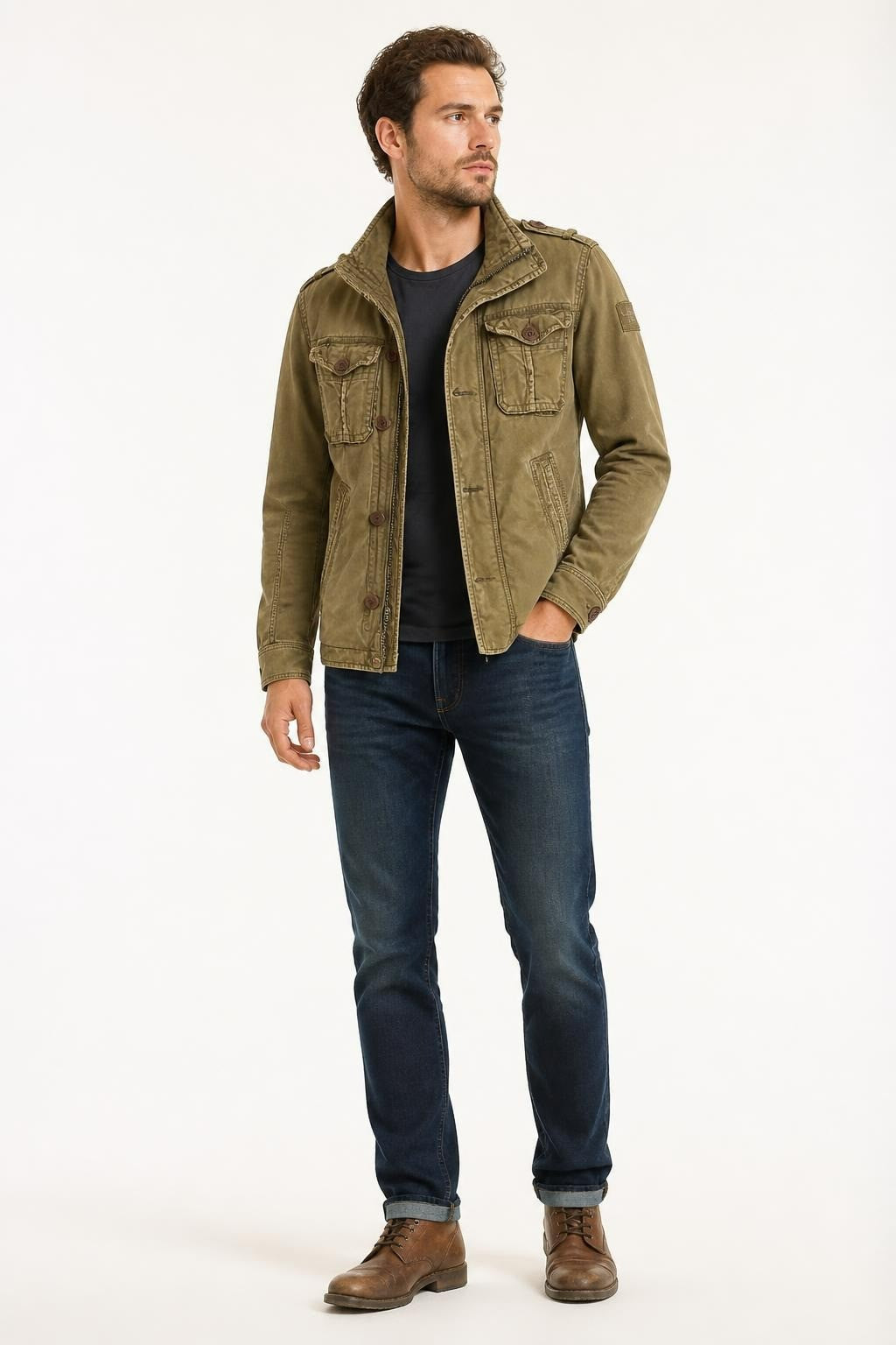 Abercrombie & Fitch Olive Military Jacket M - pre-loved at Why Go Less, Lebanon