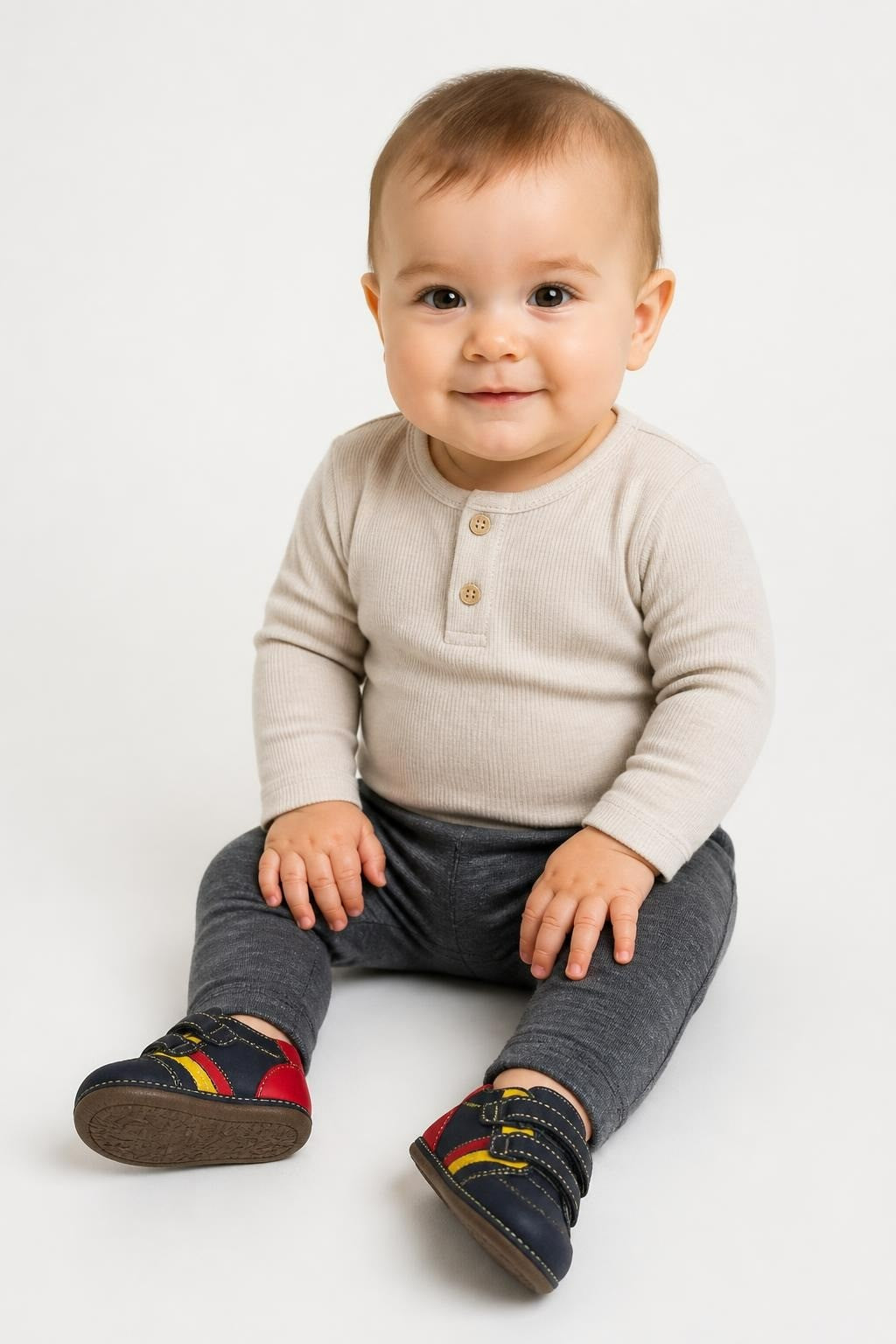 Bambi Navy Yellow Velcro Toddler Boots - pre-loved at Why Go Less, Lebanon