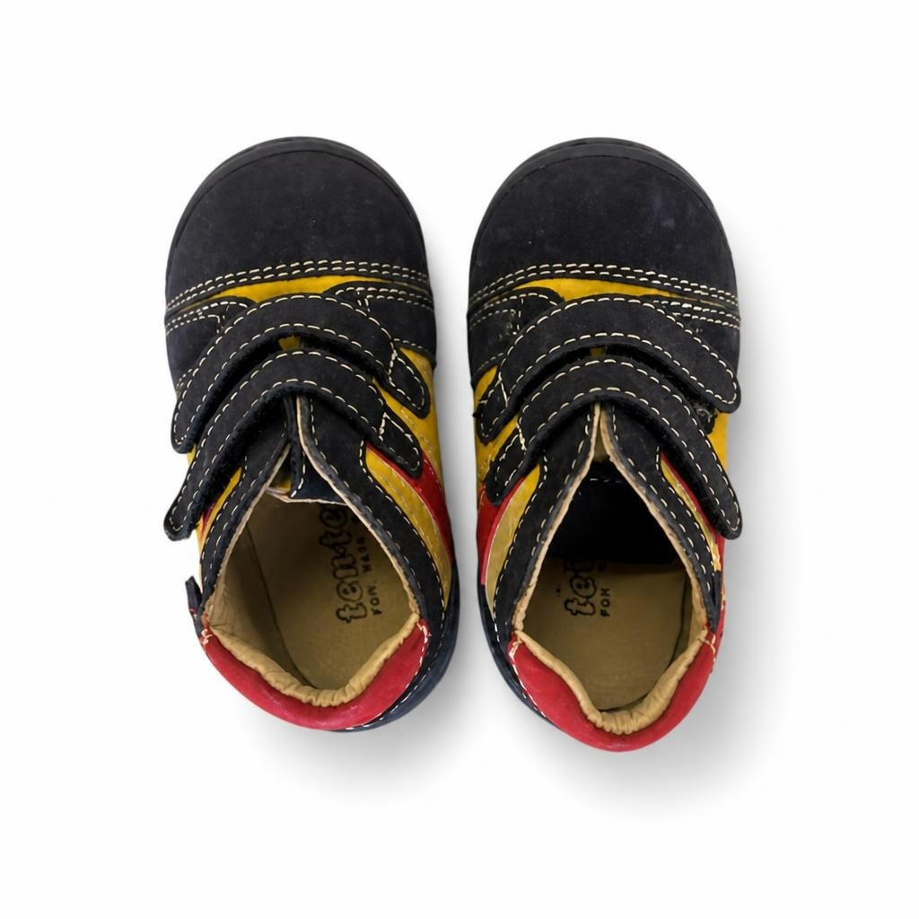 Bambi Navy Yellow Velcro Toddler Boots - pre-loved at Why Go Less, Lebanon