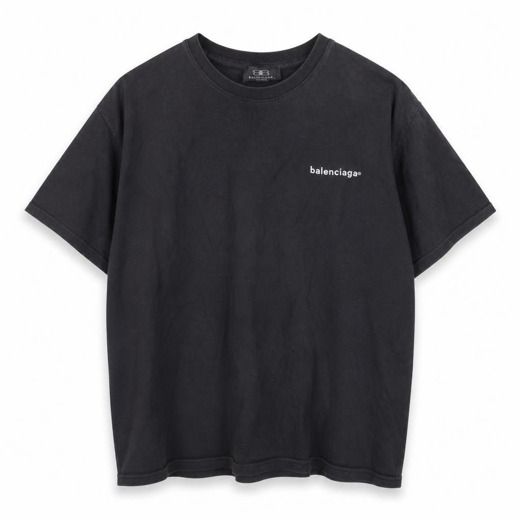 Black Crewneck Tee, Oversized - pre-loved at Why Go Less, Lebanon