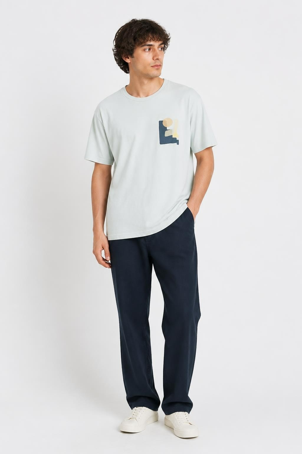 CP Company Light Blue Abstract Logo Tee - pre-loved at Why Go Less, Lebanon