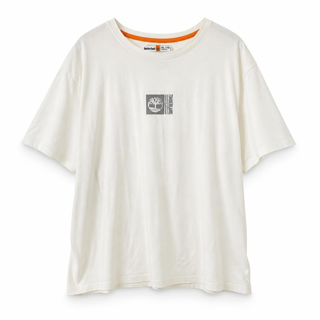 Timberland White Logo T-shirt XL - pre-loved at Why Go Less, Lebanon