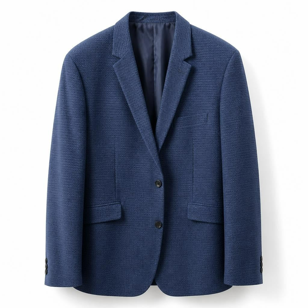 Blue Textured Two-button Suit Blazer - pre-loved at Why Go Less, Lebanon