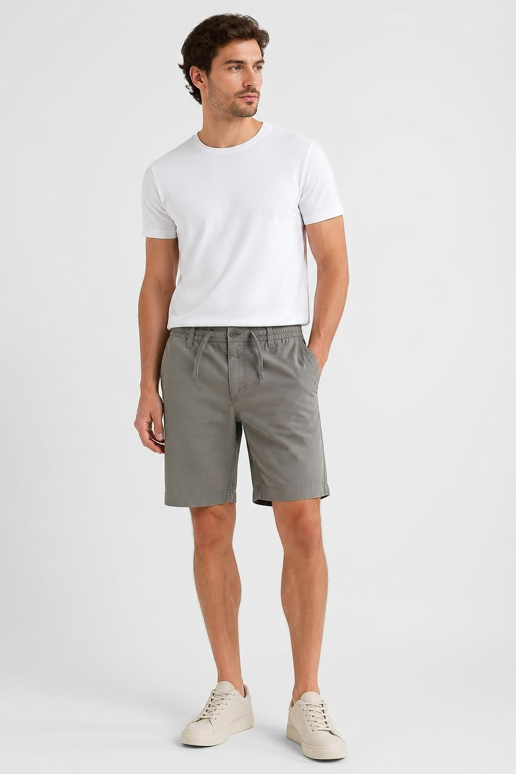 Light Khaki Drawstring Shorts, New with Tags - pre-loved at Why Go Less, Lebanon