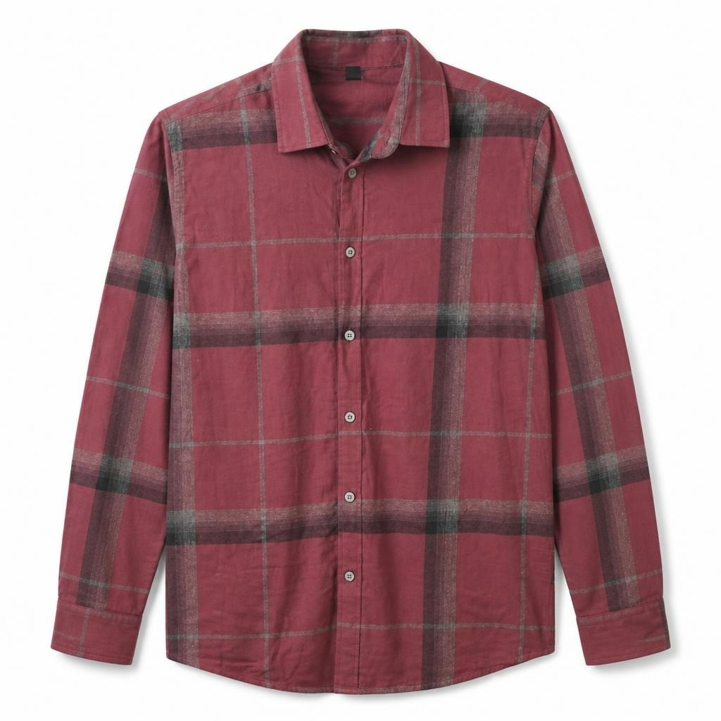 Burgundy Plaid Flannel Button-up Shirt - pre-loved at Why Go Less, Lebanon
