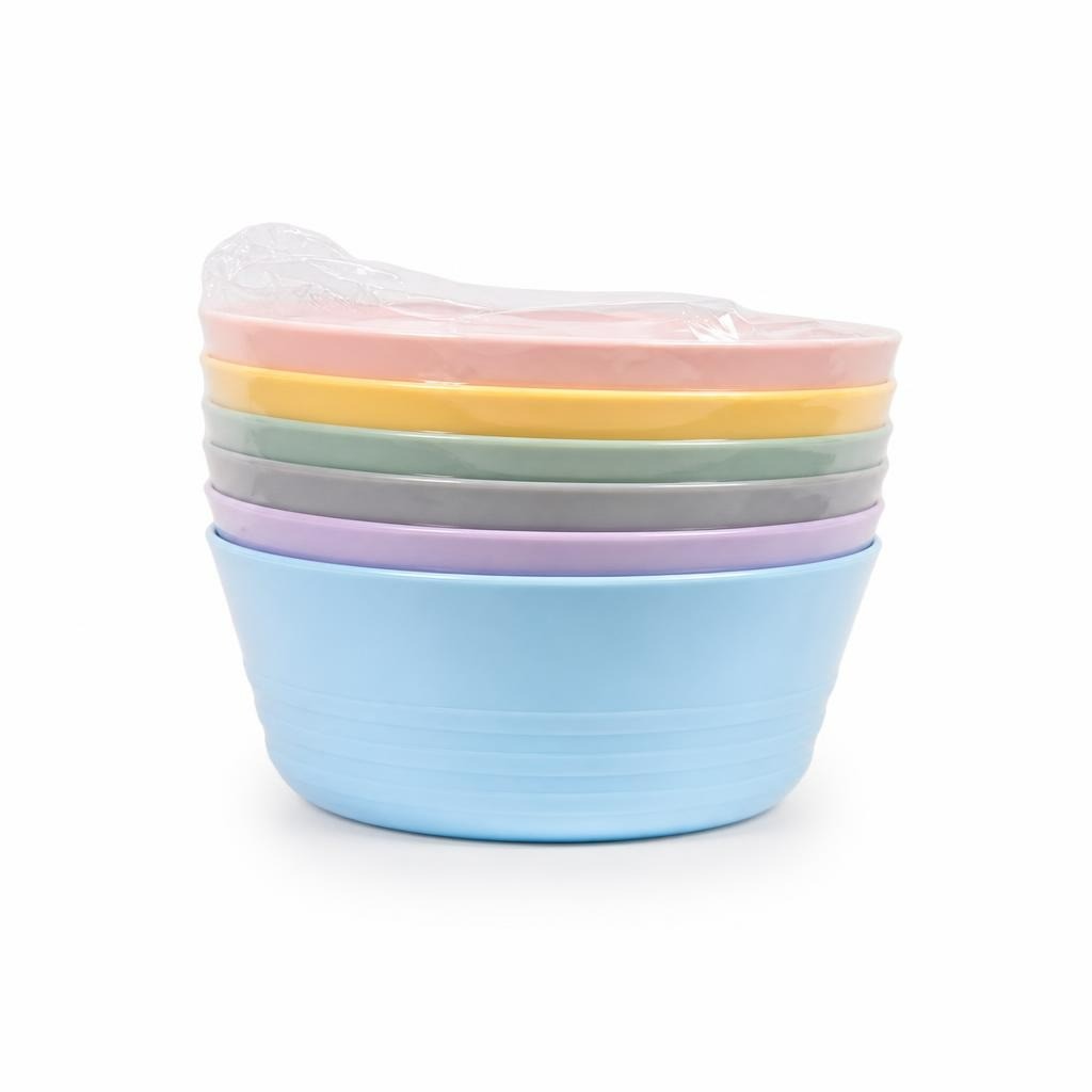 Pastel Multicolor Plastic Bowls Set, Stacked - new at Why Go Less, Lebanon