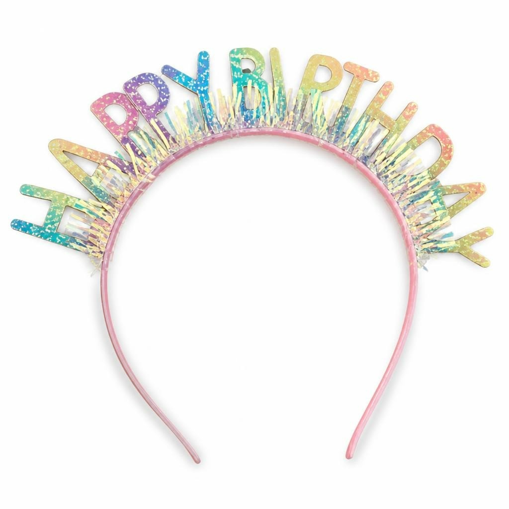 Happy Birthday Glitter Headband Rainbow Multicolor - pre-loved at Why Go Less, Lebanon