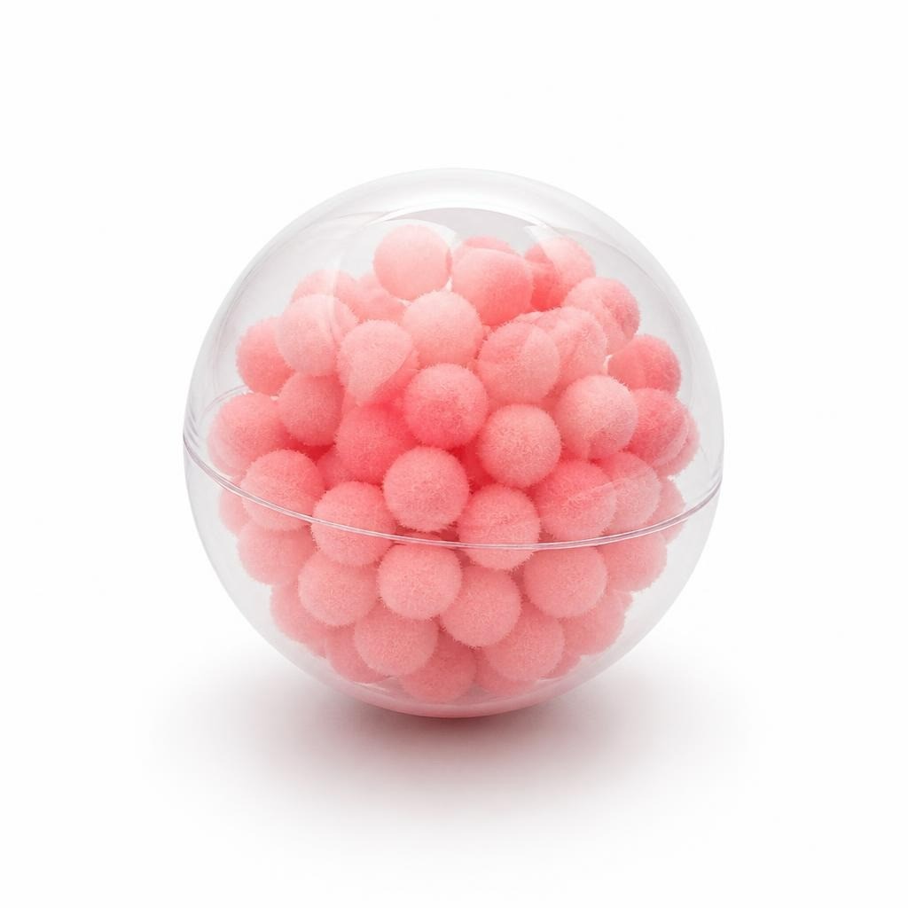 Clear Baubles with Coloured Pom Poms Inside Set - new at Why Go Less, Lebanon