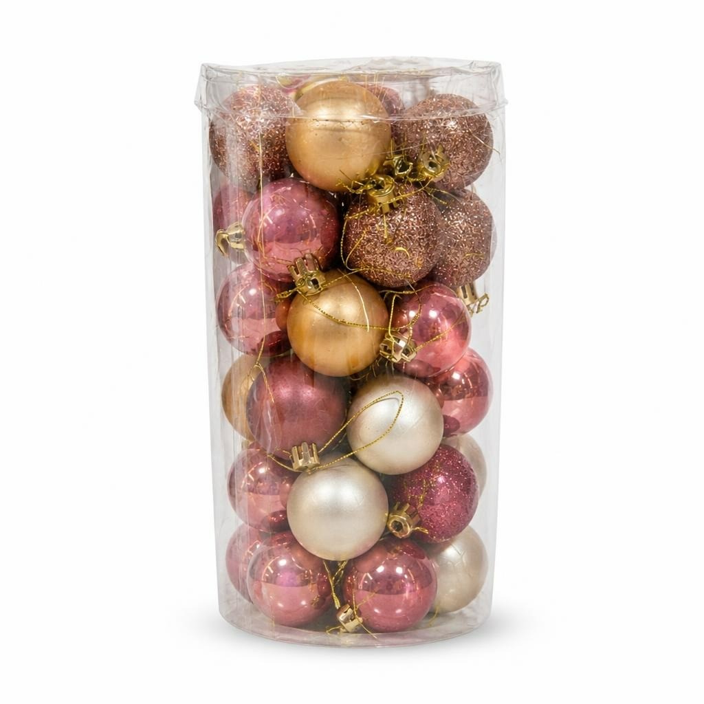 Anko 36 Pack 4cm Baubles Rose Gold Pink Set - new at Why Go Less, Lebanon