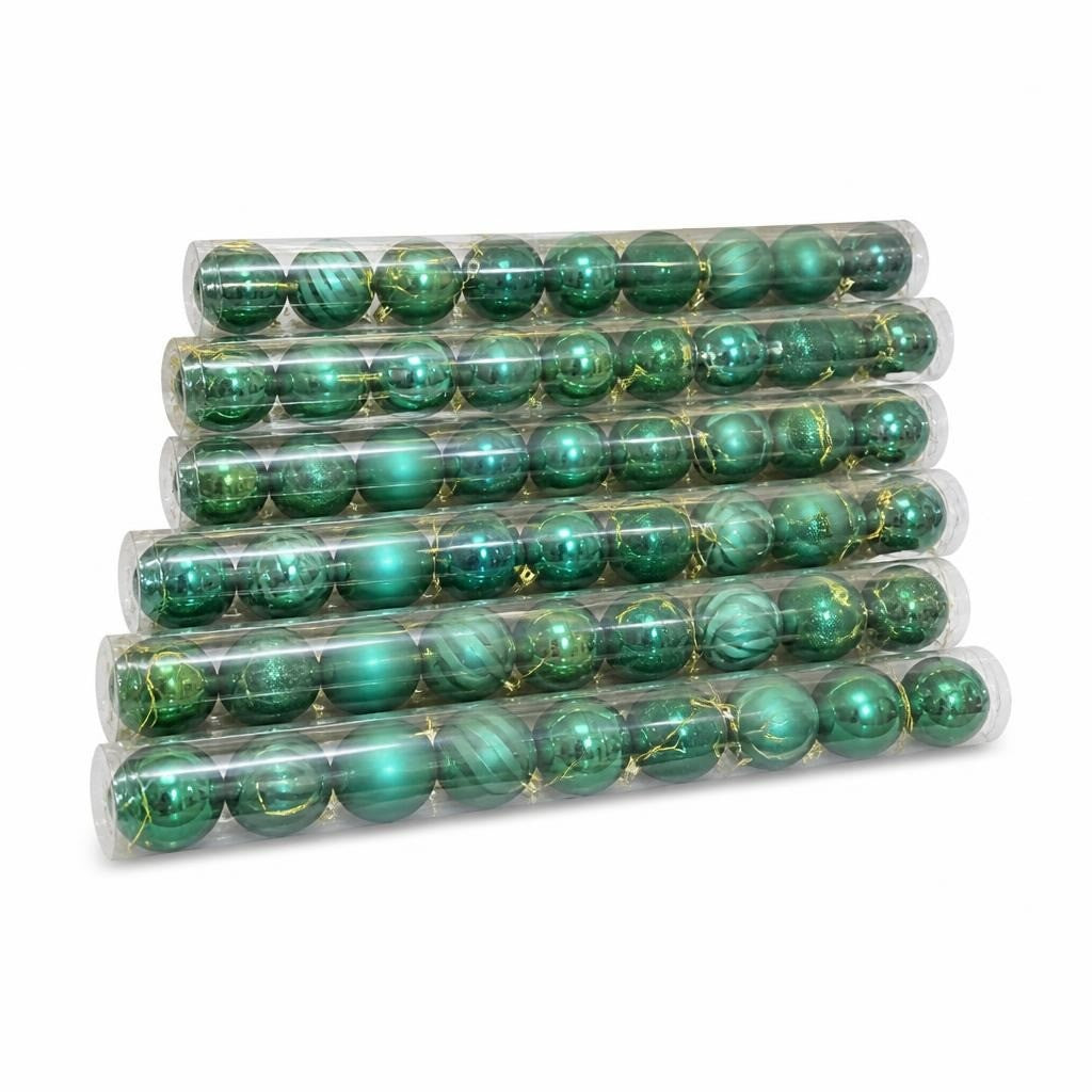 Green Glitter Christmas Baubles Tube Pack - 10 Balls - new at Why Go Less, Lebanon
