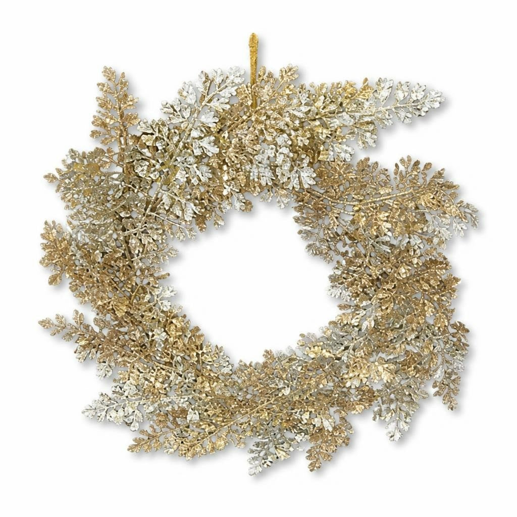 Silver Glitter Leaf Christmas Wreath Décor - new at Why Go Less, Lebanon