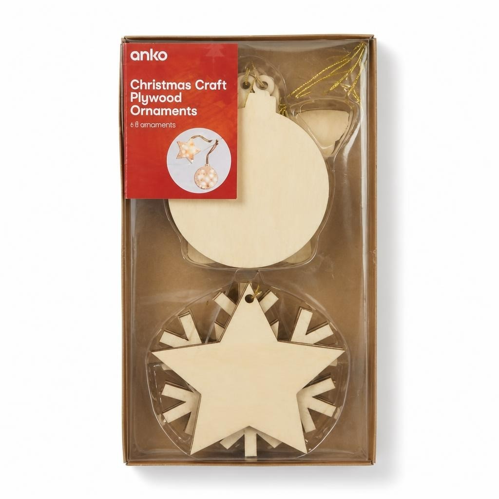Anko Christmas Craft Plywood Ornaments Set - new at Why Go Less, Lebanon