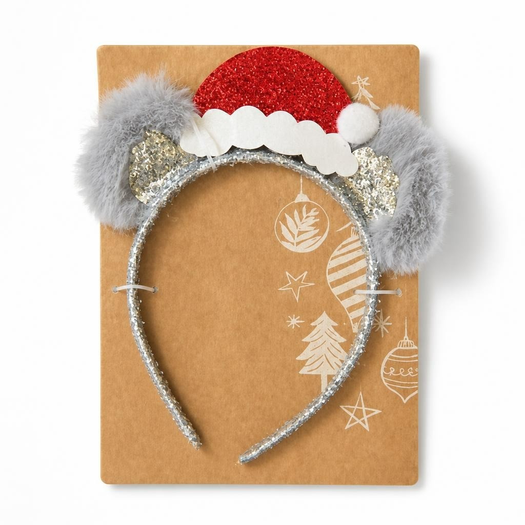 Silver Glitter Bear Ear Santa Hat Christmas Headband - new at Why Go Less, Lebanon
