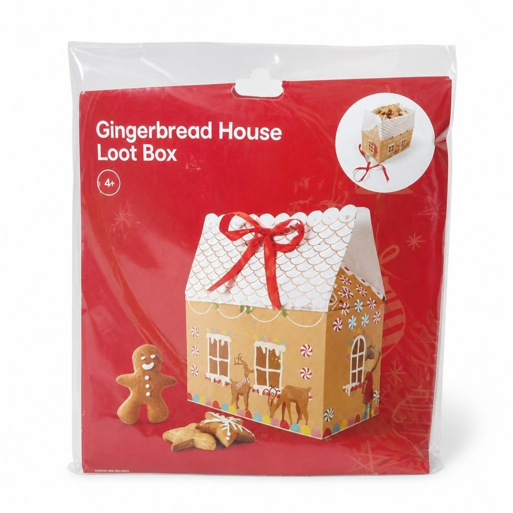 Gingerbread House Loot Box Gift Box, Gold/red - new at Why Go Less, Lebanon