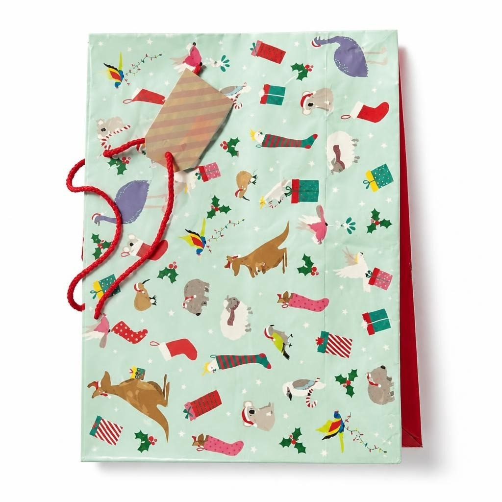 Australian Animals Christmas Gift Bag, Mint Green - new at Why Go Less, Lebanon