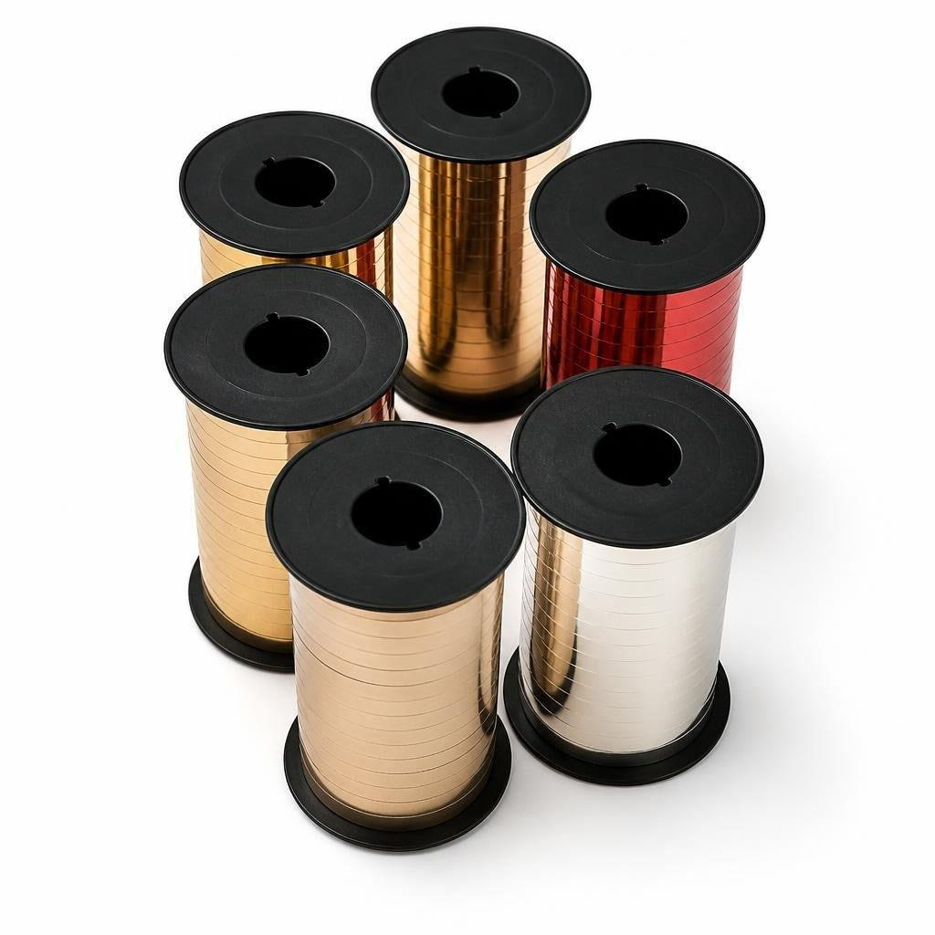 5 Metallic Curling Ribbon Spools, Gold/red Set of 6 - new at Why Go Less, Lebanon