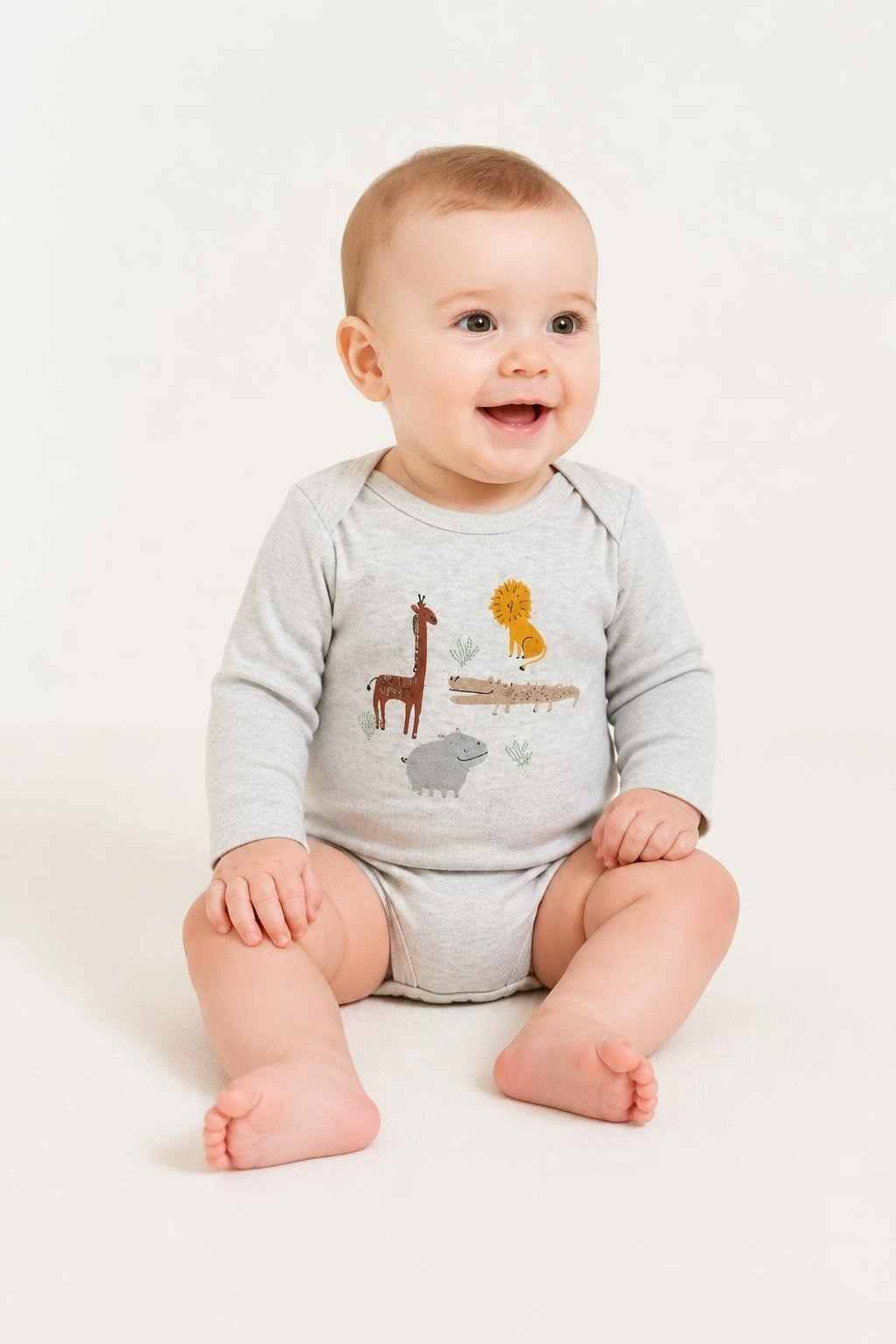 Safari Animals Baby Bodysuit Long Sleeve NWT - pre-loved at Why Go Less, Lebanon