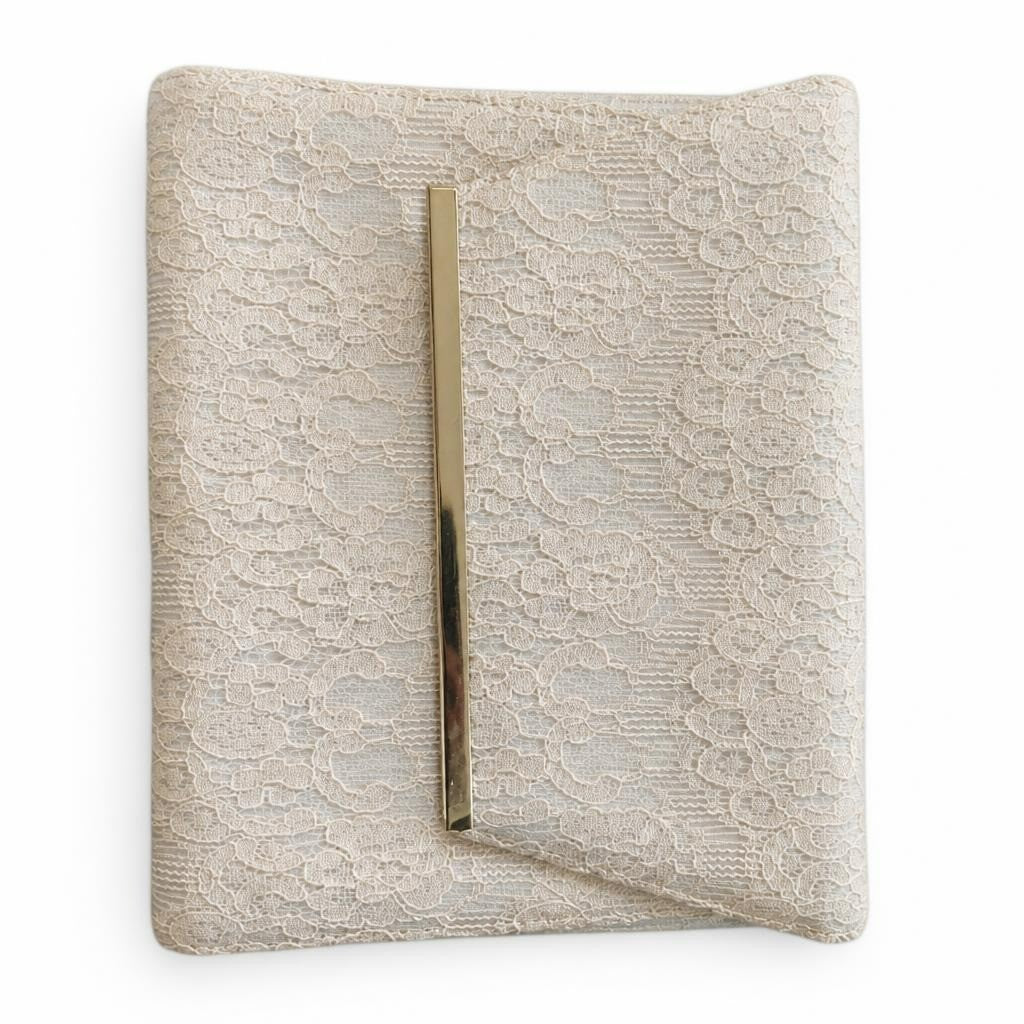 Cream Lace Envelope Clutch Gold Clasp - pre-loved at Why Go Less, Lebanon