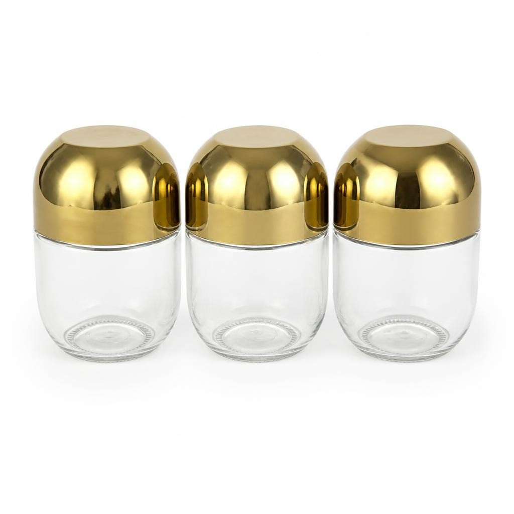 Gold-top Clear Glass Tumblers Set of 3 - pre-loved at Why Go Less, Lebanon