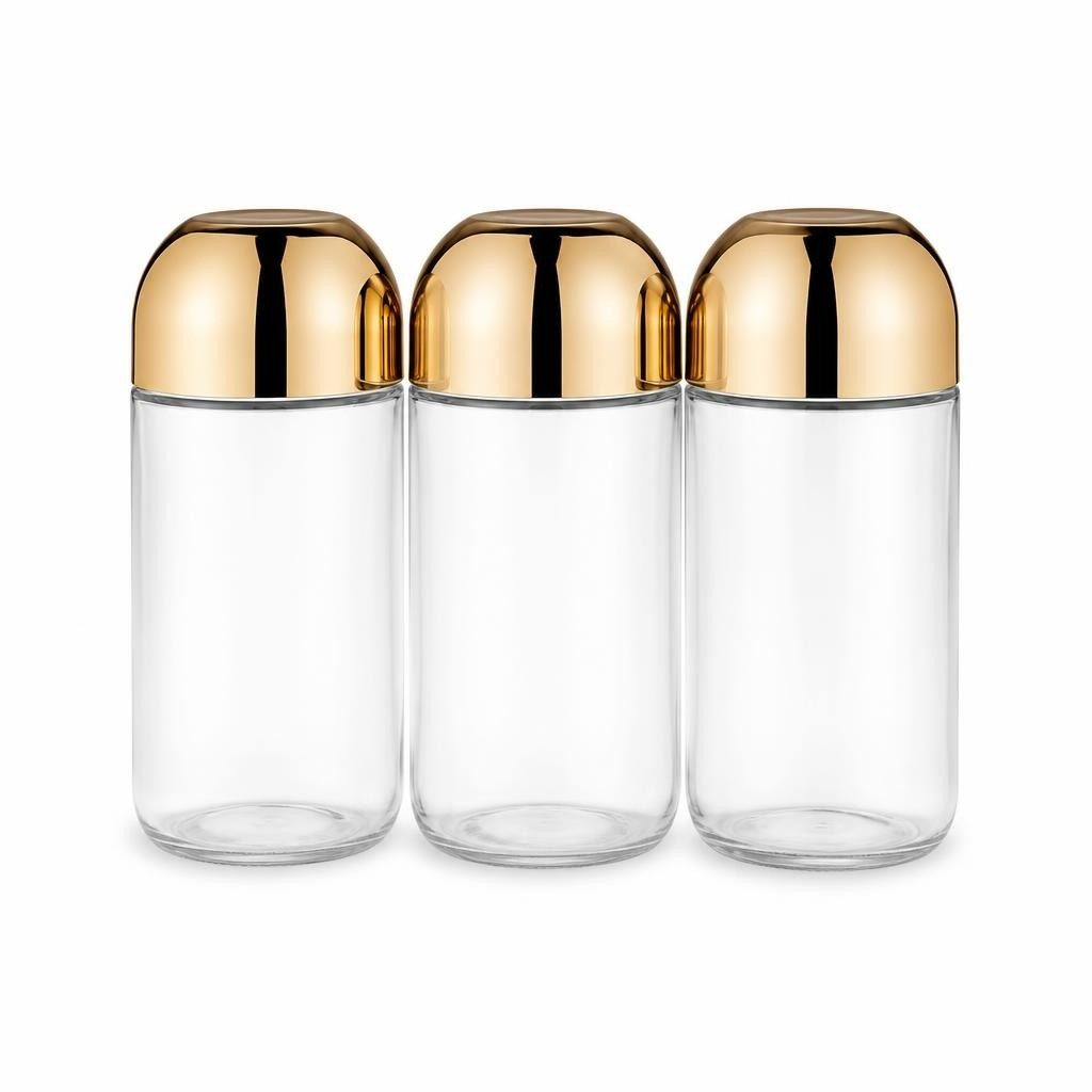 Gold-top Clear Glass Tumblers Set of 3 Tall - pre-loved at Why Go Less, Lebanon