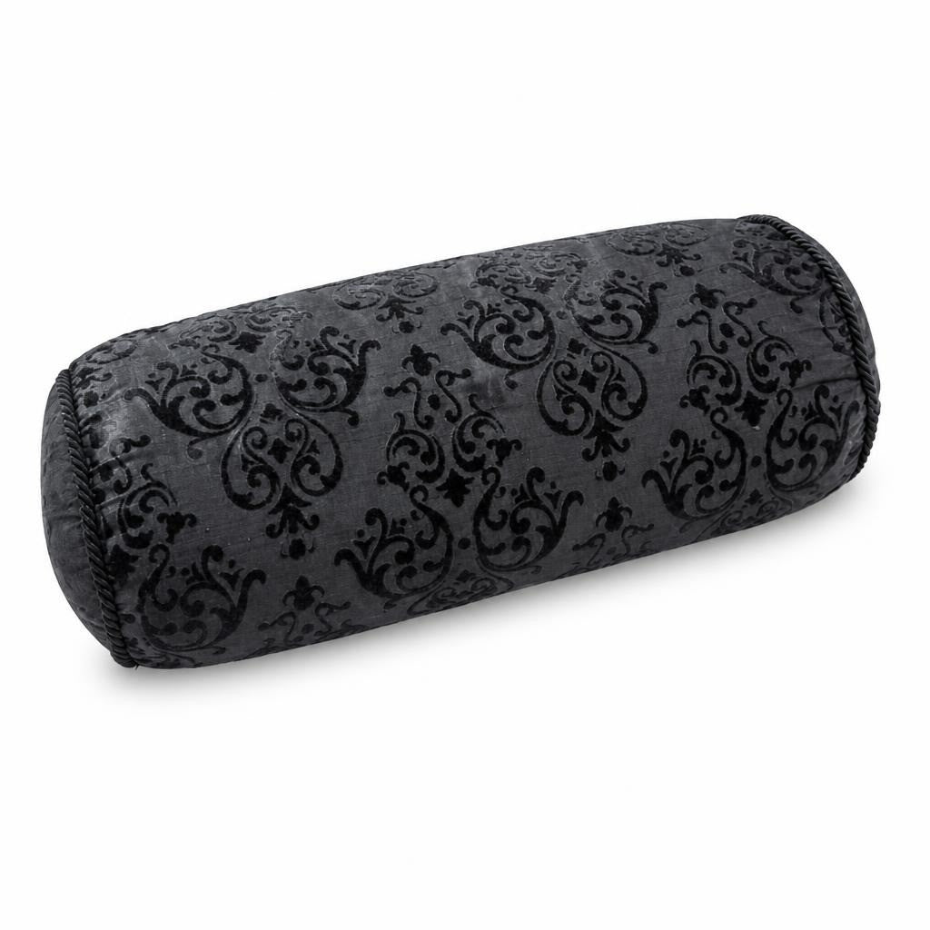 Black Damask Bolster Pillow Cover - pre-loved at Why Go Less, Lebanon