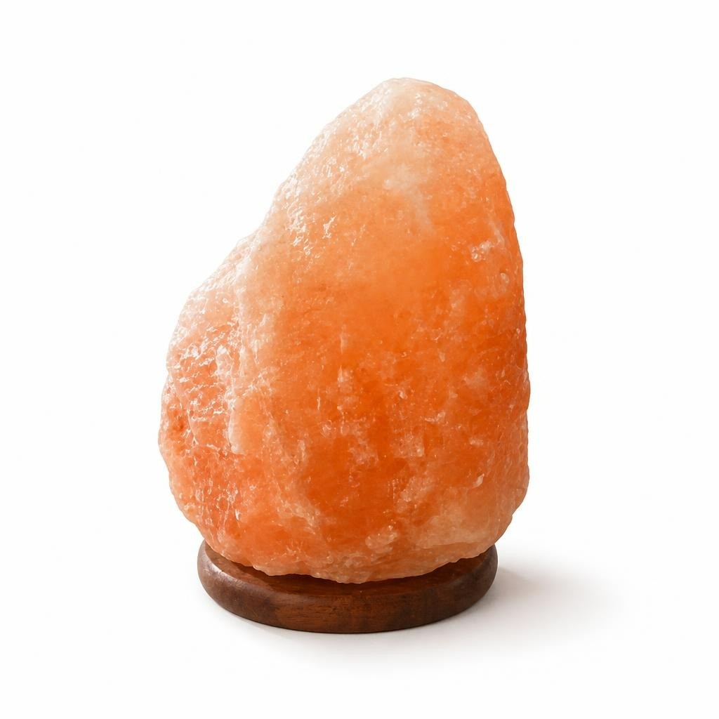 Himalayan Salt Lamp with Wooden Base, Orange - pre-loved at Why Go Less, Lebanon