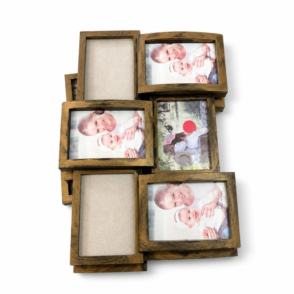 Rustic Wood-finish Photo Frames, Brown, Bulk Lot - pre-loved at Why Go Less, Lebanon