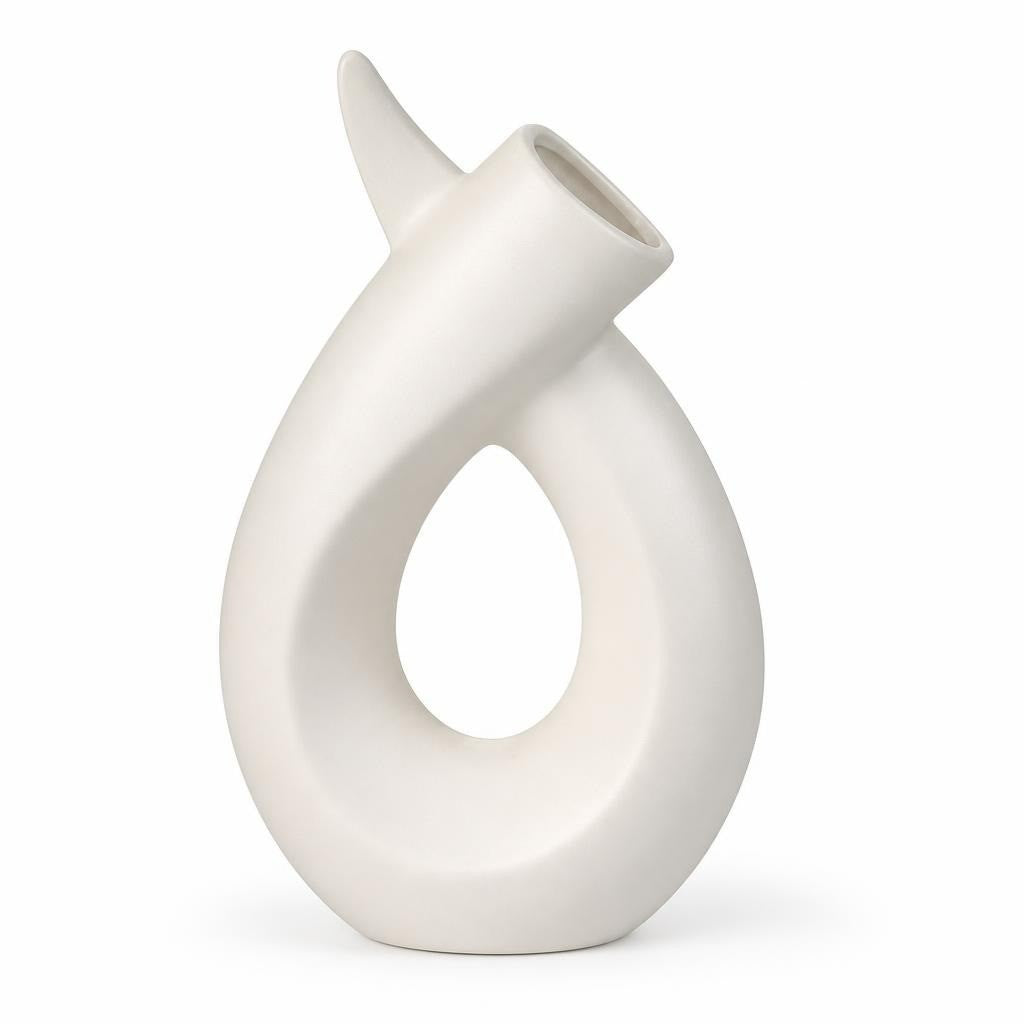White Frosted Glass Loop Sculpture Vase - pre-loved at Why Go Less, Lebanon