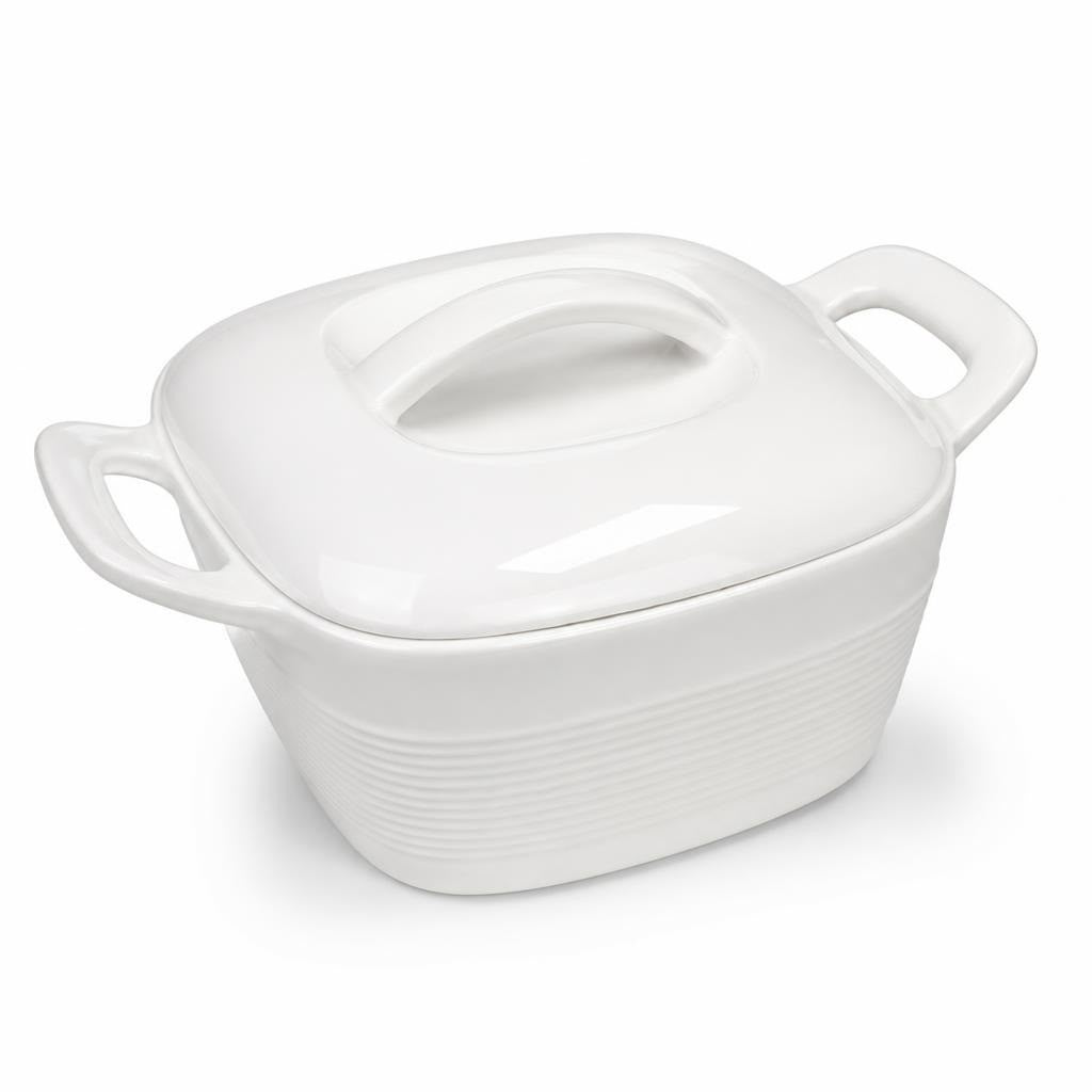 White Ceramic Mini Casserole Dish with Lid - pre-loved at Why Go Less, Lebanon