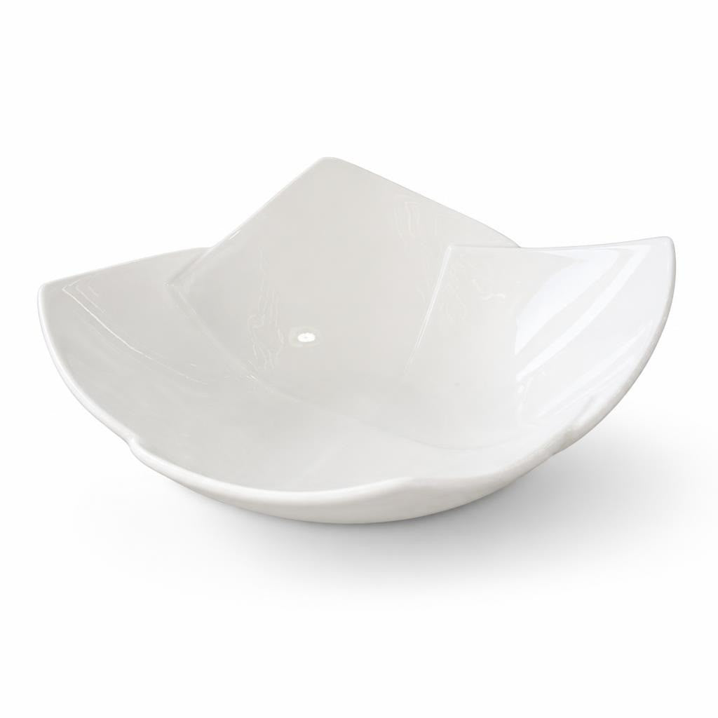 White Ceramic Wave-edge Decorative Bowl - pre-loved at Why Go Less, Lebanon