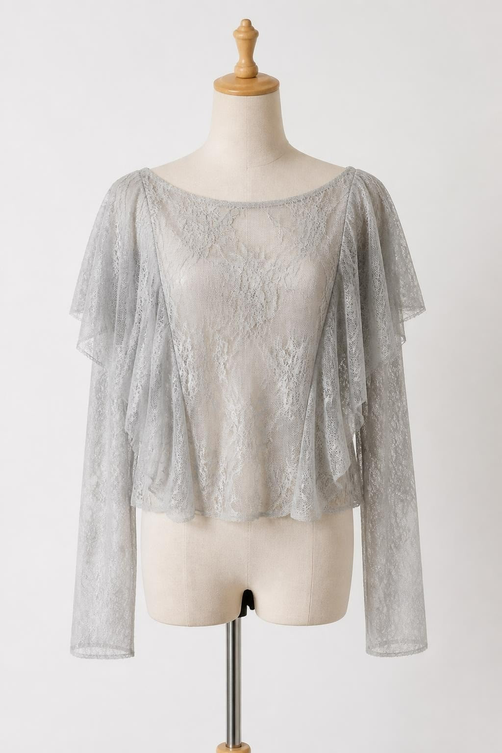 Forever 21 Lace Ruffle Crop Top Blue - pre-loved at Why Go Less, Lebanon