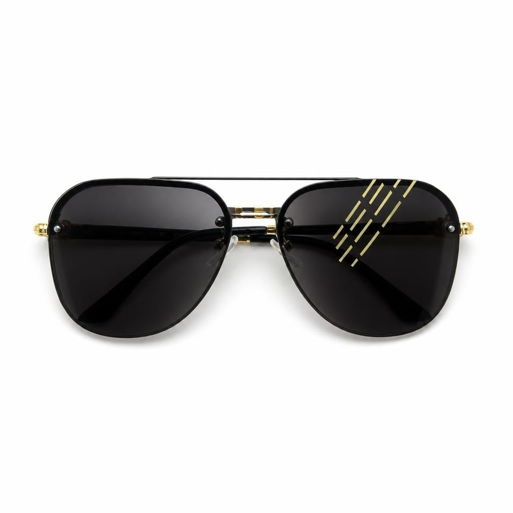 Aviator Sunglasses, Black Lenses, Gold Frame - pre-loved at Why Go Less, Lebanon