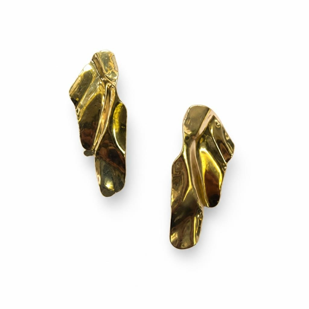 Gold-tone Abstract Sculptural Stud Earrings - pre-loved at Why Go Less, Lebanon