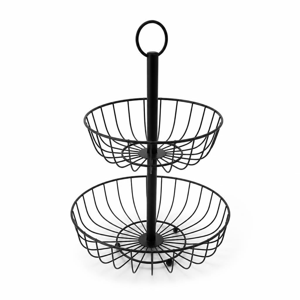 2-tier Black Metal Wire Fruit Basket Stand - pre-loved at Why Go Less, Lebanon