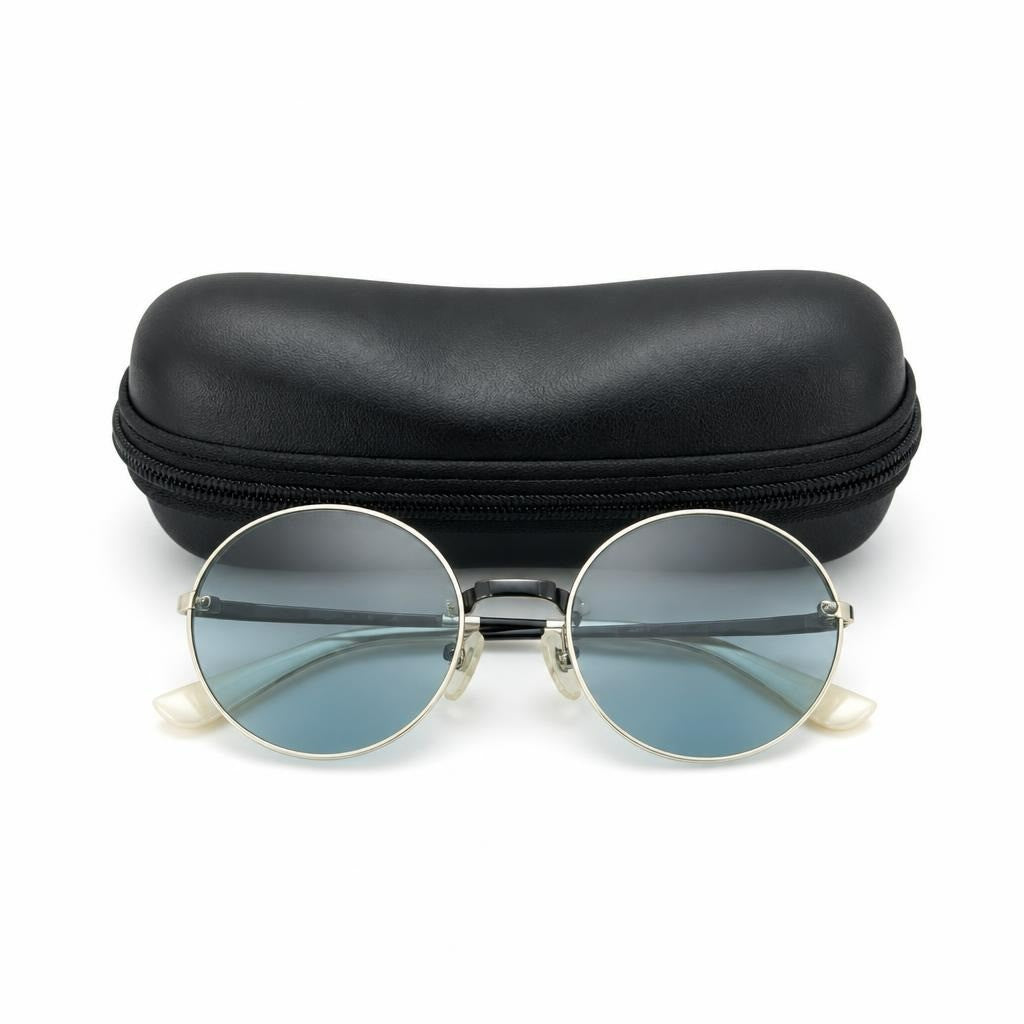 Vogue Round Silver-frame Light Blue Lens Sunglasses - pre-loved at Why Go Less, Lebanon