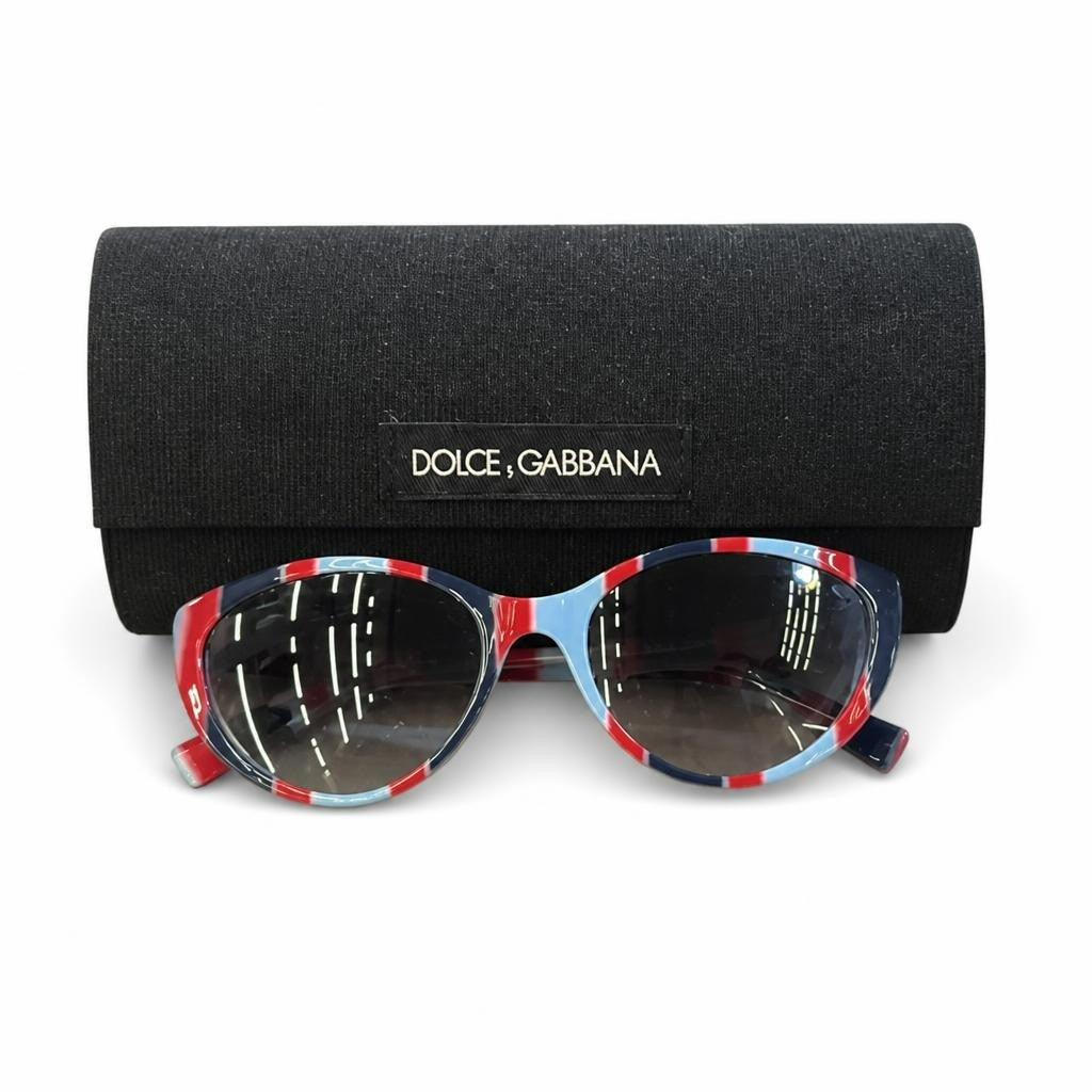 Dolce & Gabbana Cat-eye Sunglasses, Red/blue Stripe - pre-loved at Why Go Less, Lebanon