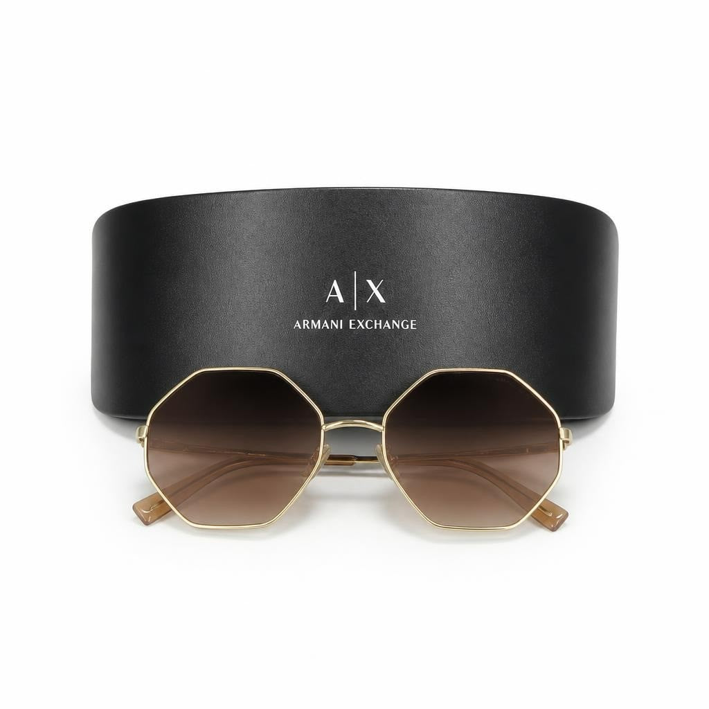 Armani Exchange Geometric Sunglasses, Gold Frame - pre-loved at Why Go Less, Lebanon