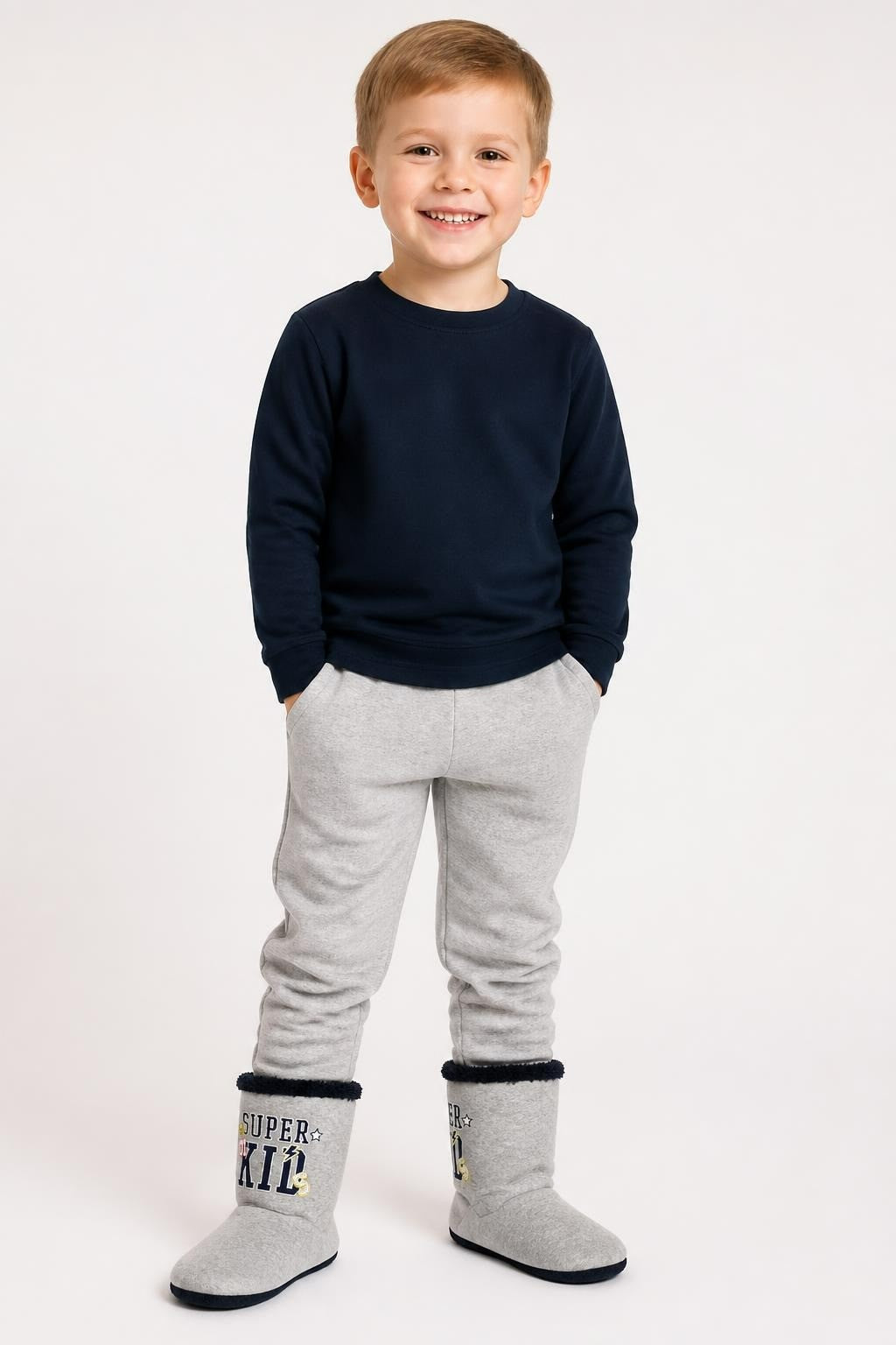 Super Kids Grey Boot Slippers, Kids - pre-loved at Why Go Less, Lebanon