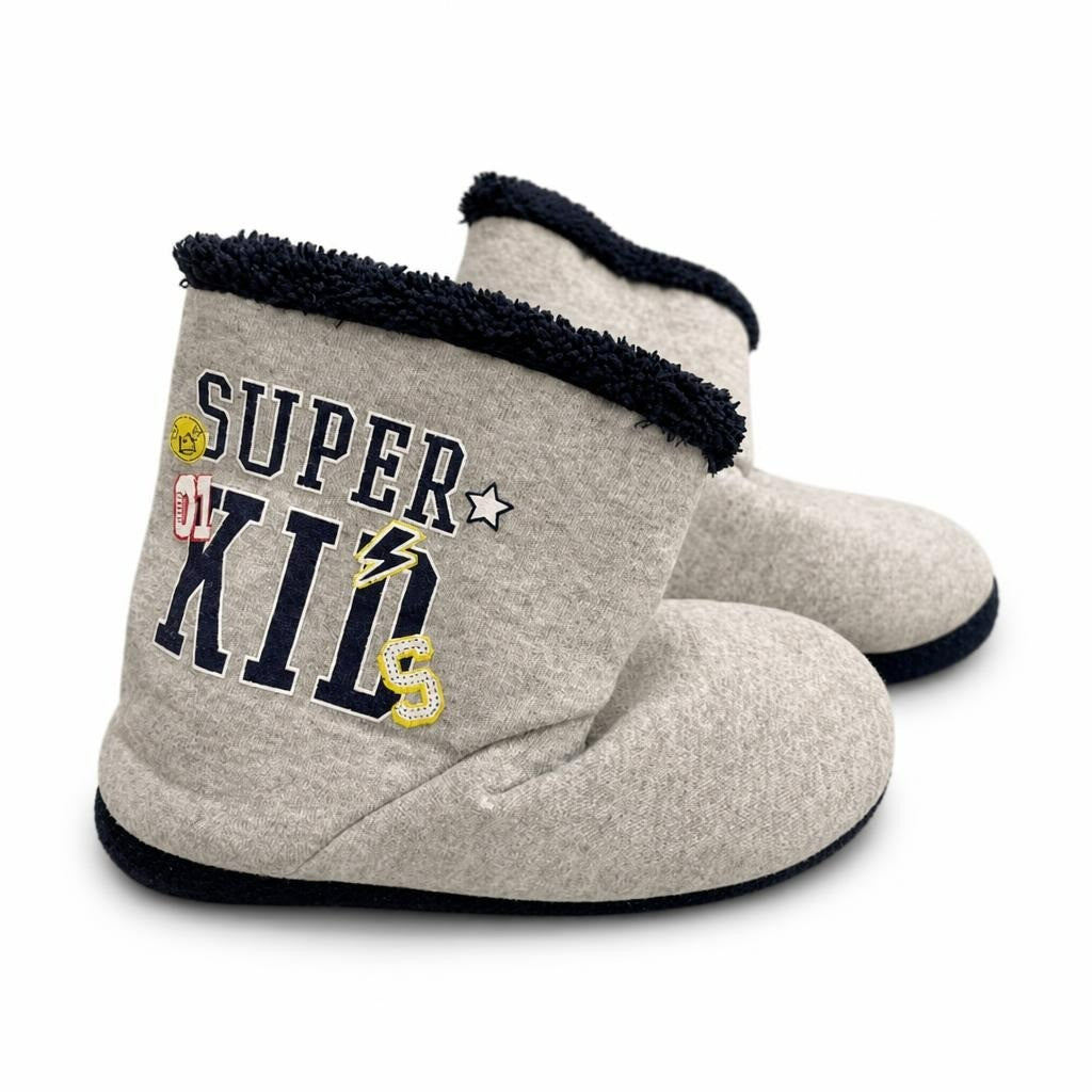 Super Kids Grey Boot Slippers, Kids - pre-loved at Why Go Less, Lebanon