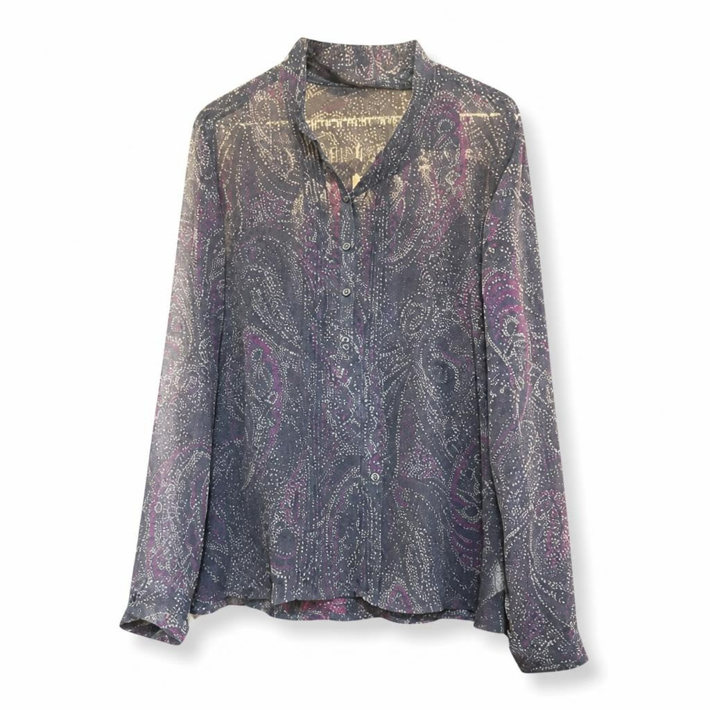 Purple Paisley Lurex Long-sleeve Blouse - pre-loved at Why Go Less, Lebanon