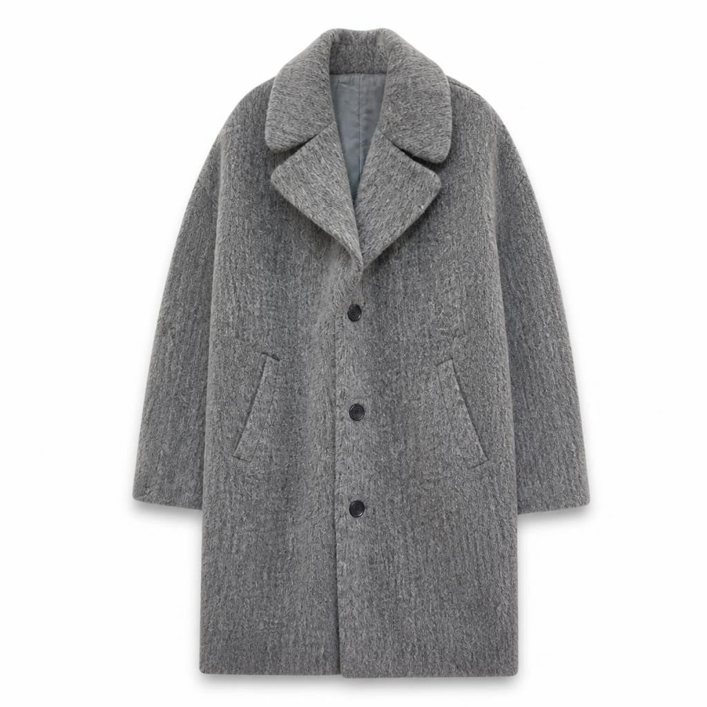 VILA Grey Wool Blend Oversized Coat - pre-loved at Why Go Less, Lebanon