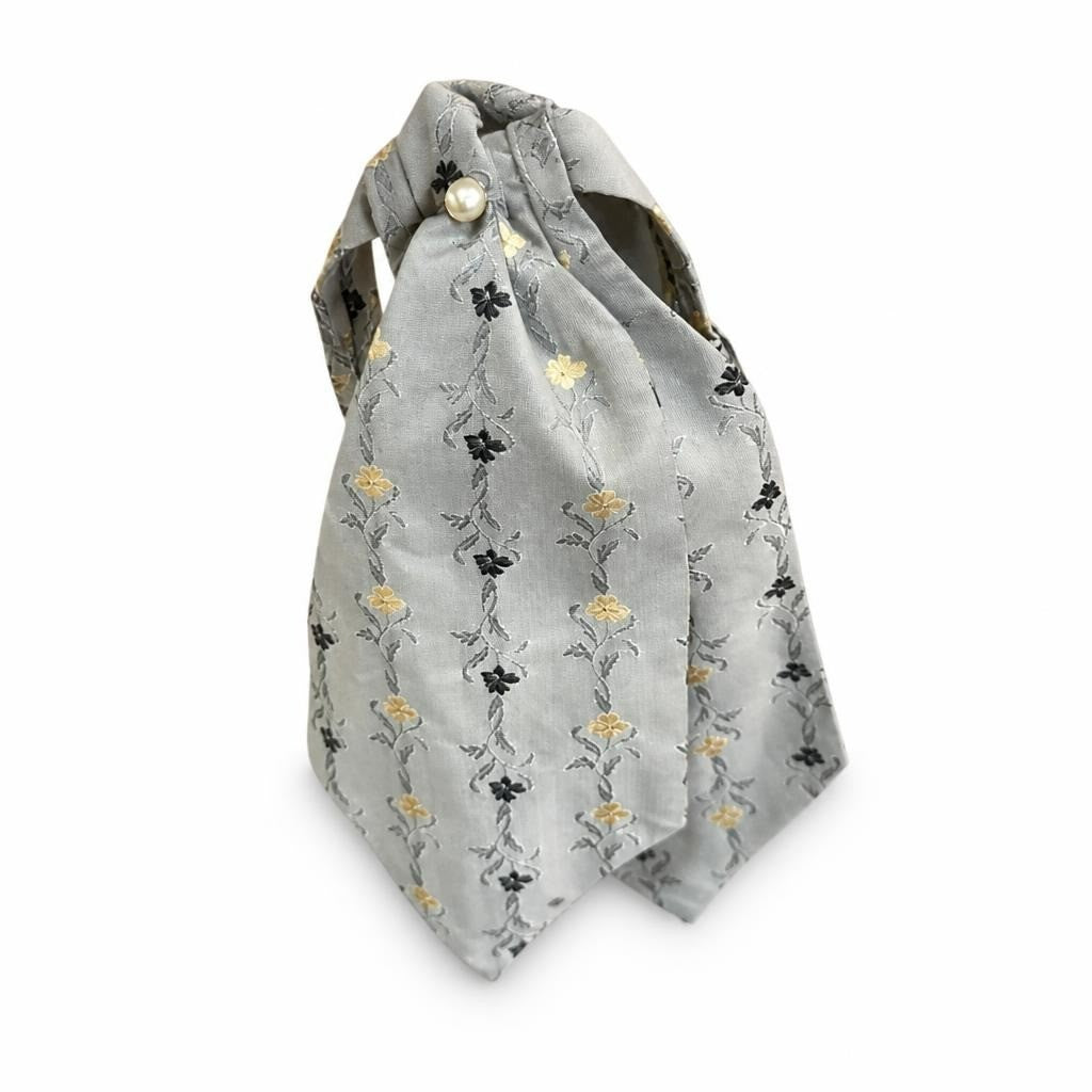 Gray Floral Embroidered with Pearl Clasp - pre-loved at Why Go Less, Lebanon