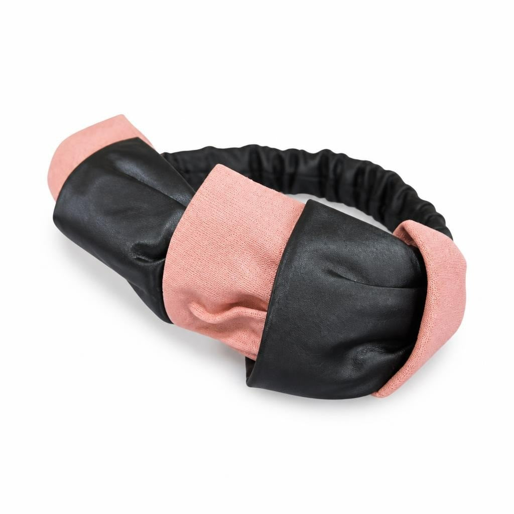 Hat Reel Vintage Black Satin and Pink Knit Cuff Half-gloves - pre-loved at Why Go Less, Lebanon