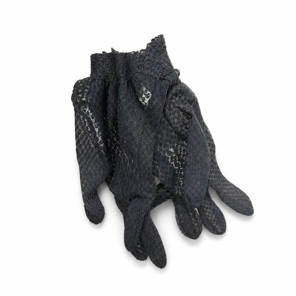 Black Lace Wrist Gloves, Fingerless Style - pre-loved at Why Go Less, Lebanon