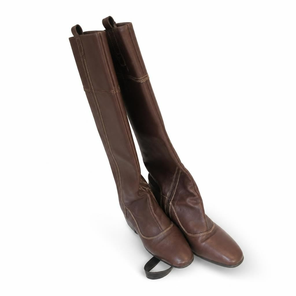 Tall Brown Leather Riding Boots - pre-loved at Why Go Less, Lebanon